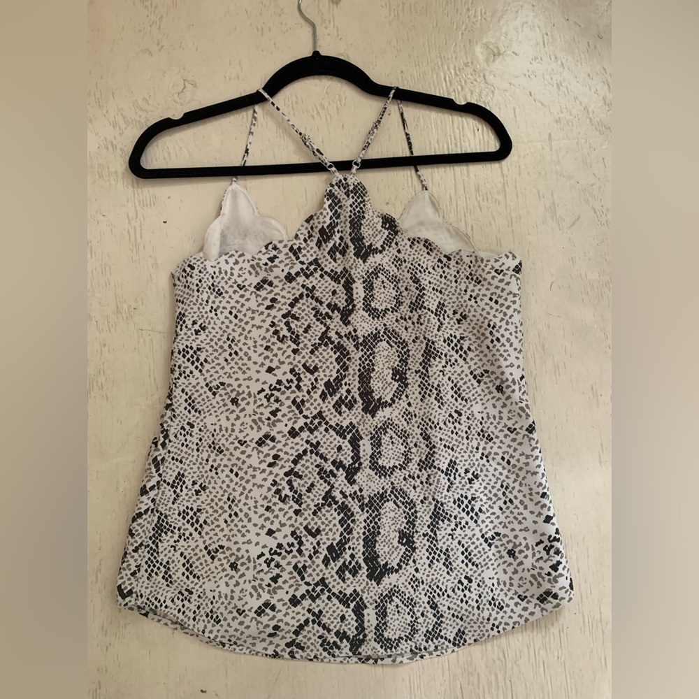 J. Crew Scallop Neck Snake Print Cami in Black & White - Picture 8 of 10